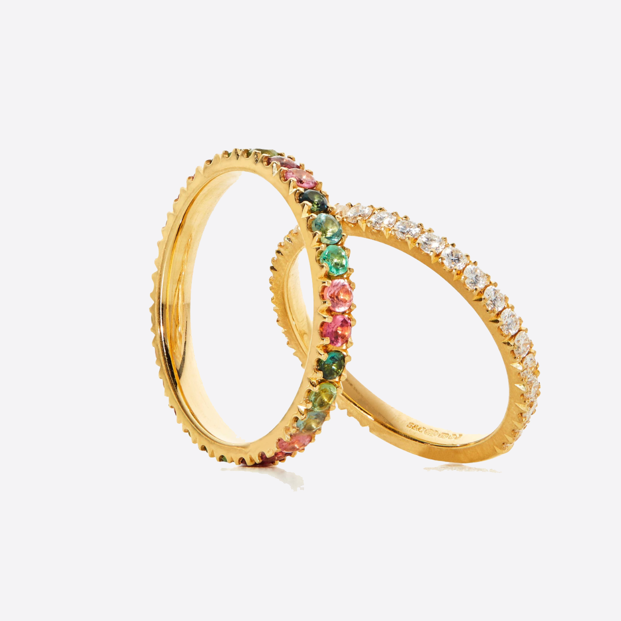 Summer Sapphire, Tsavorite, Tourmaline and Blue Diamond Band