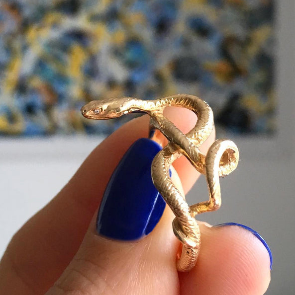 Gold Wadjet Twisted Snake Ring