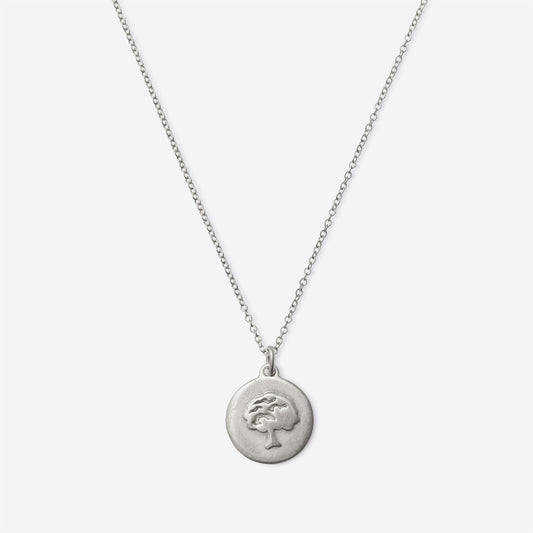 silver Tree Coin Necklace