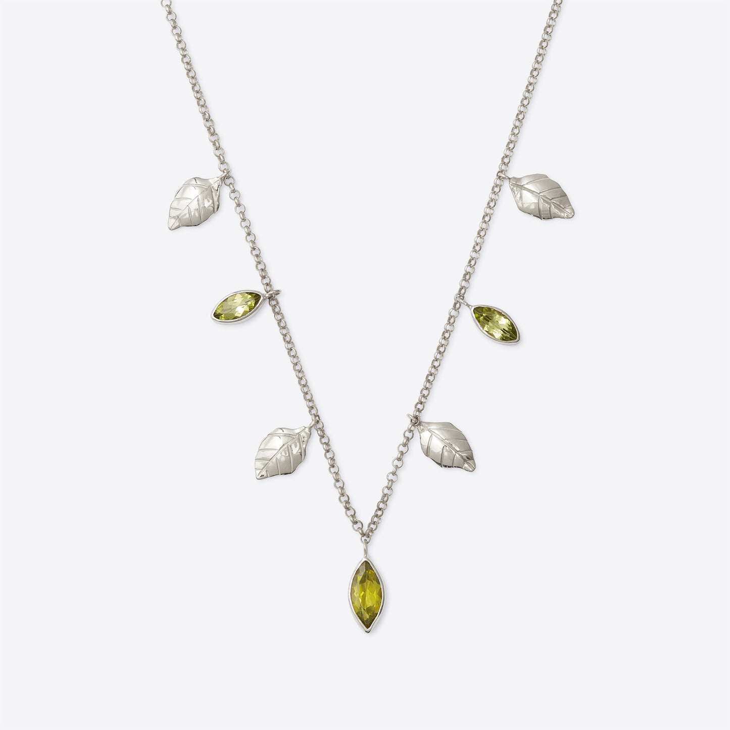 Peridot Summer Leaf Layering Necklace
