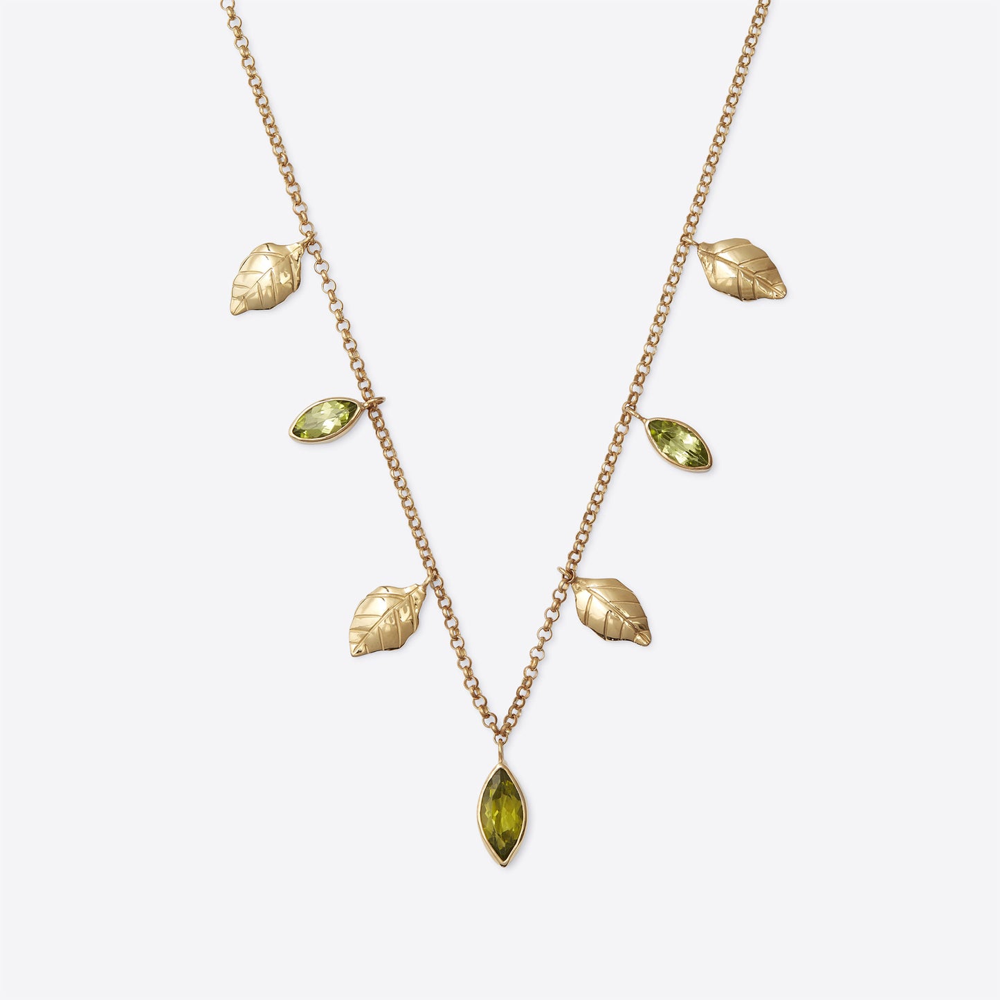 Peridot Summer Leaf Gold Layering Necklace