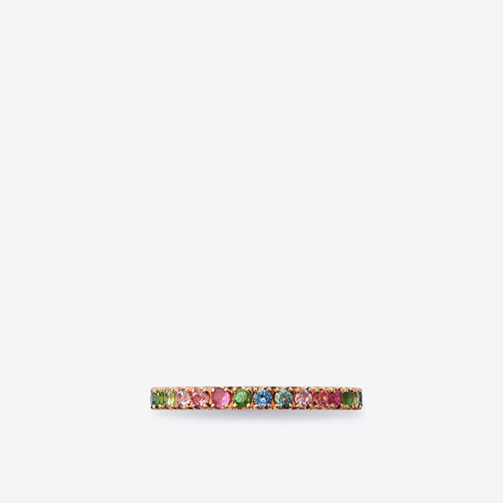 Summer Sapphire, Tsavorite, Tourmaline and Blue Diamond Band