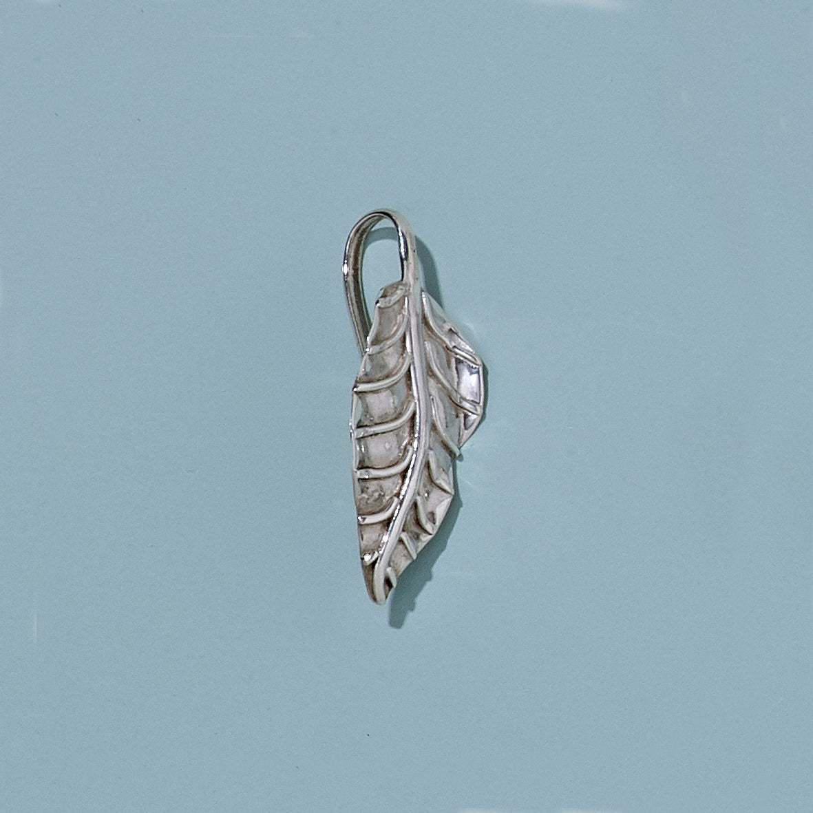 Curled Autumn Leaf Charm Sterling Silver