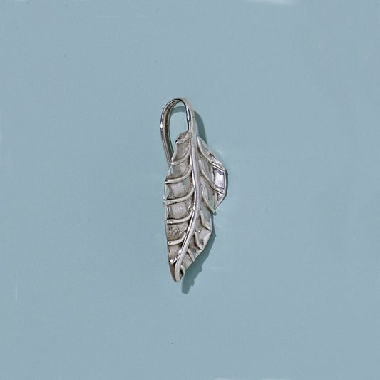 Curled Autumn Leaf Charm Sterling Silver