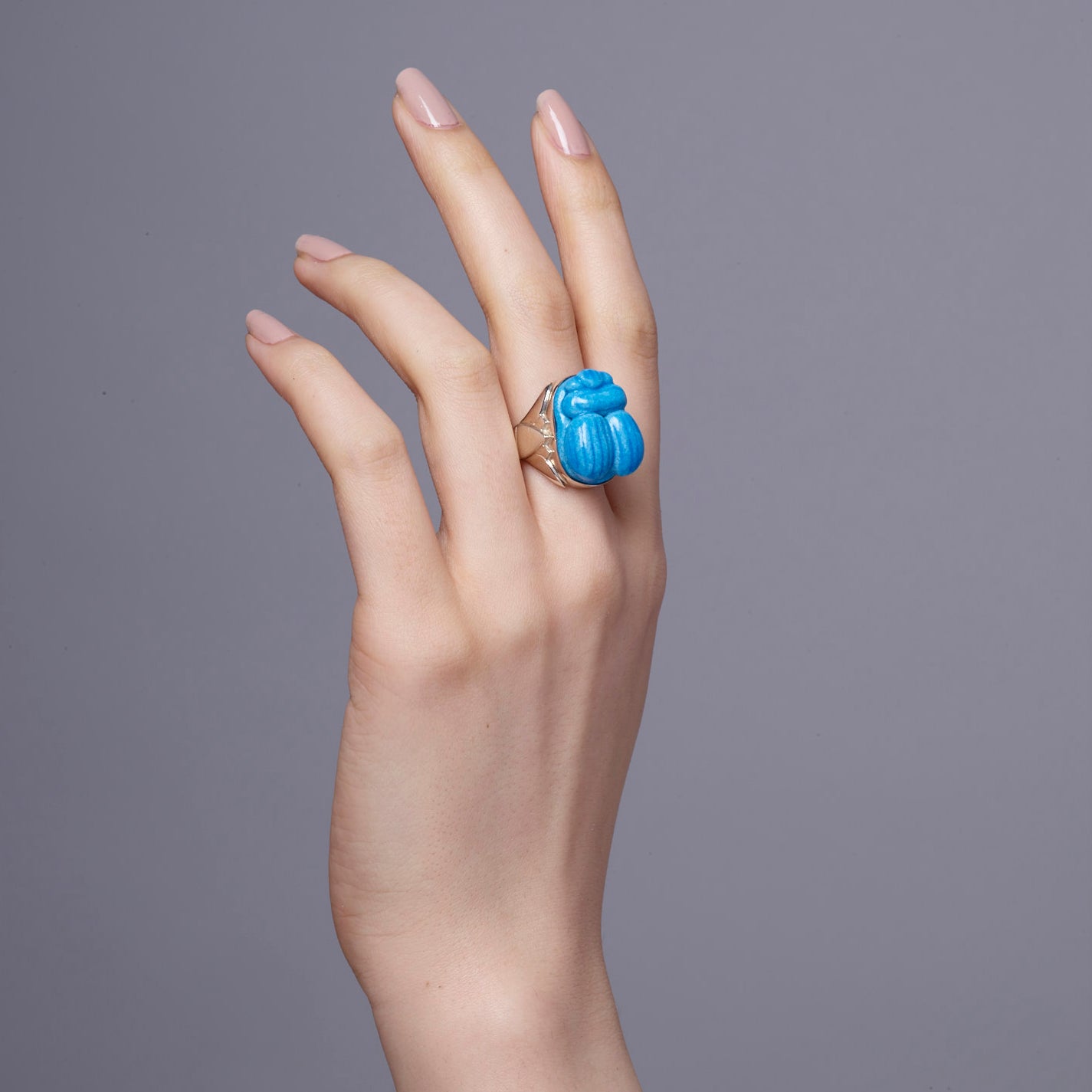 Turquoise Scarab Faience Ring
