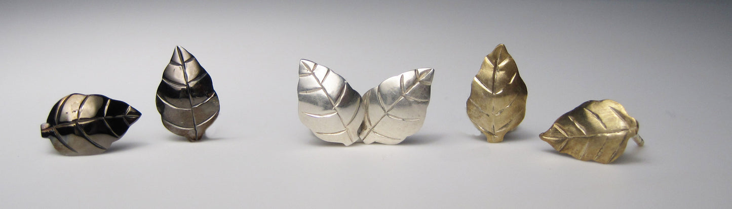 Silver Leaf Stud Earrings